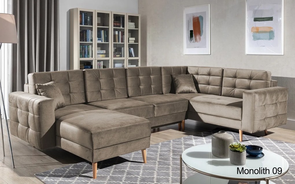 Colțar lemn masiv Formă U Extensibil Haga 320x202cm Personalizabil