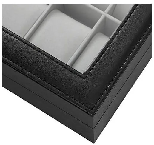 Cutie pentru ceasuri, Songmics, capacitate 20.2 x 25.5 x 7.8 cm, JWB010BK, Gri