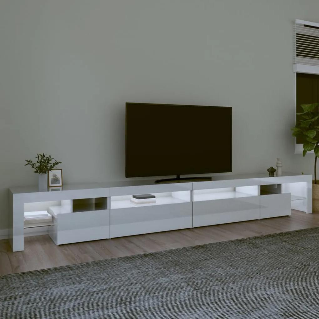Comoda TV cu lumini LED, alb extralucios, 290x36,5x40 cm 1, Alb foarte lucios, 290 x 36.5 x 40 cm