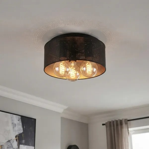 Plafonieră SIRJA PLISADO 3xE27/15W/230V Ø 35 cm negru/auriu