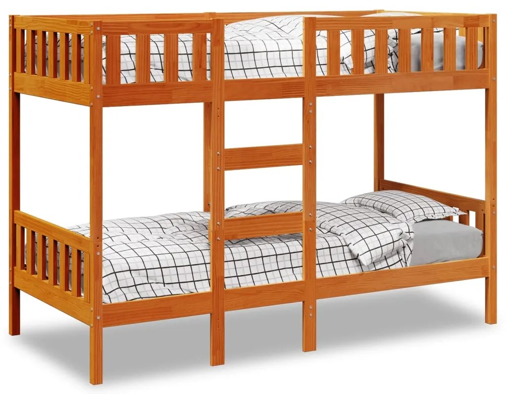 vidaXL Pat supraetajat, maro ceruit, 75x190 cm, lemn masiv de pin