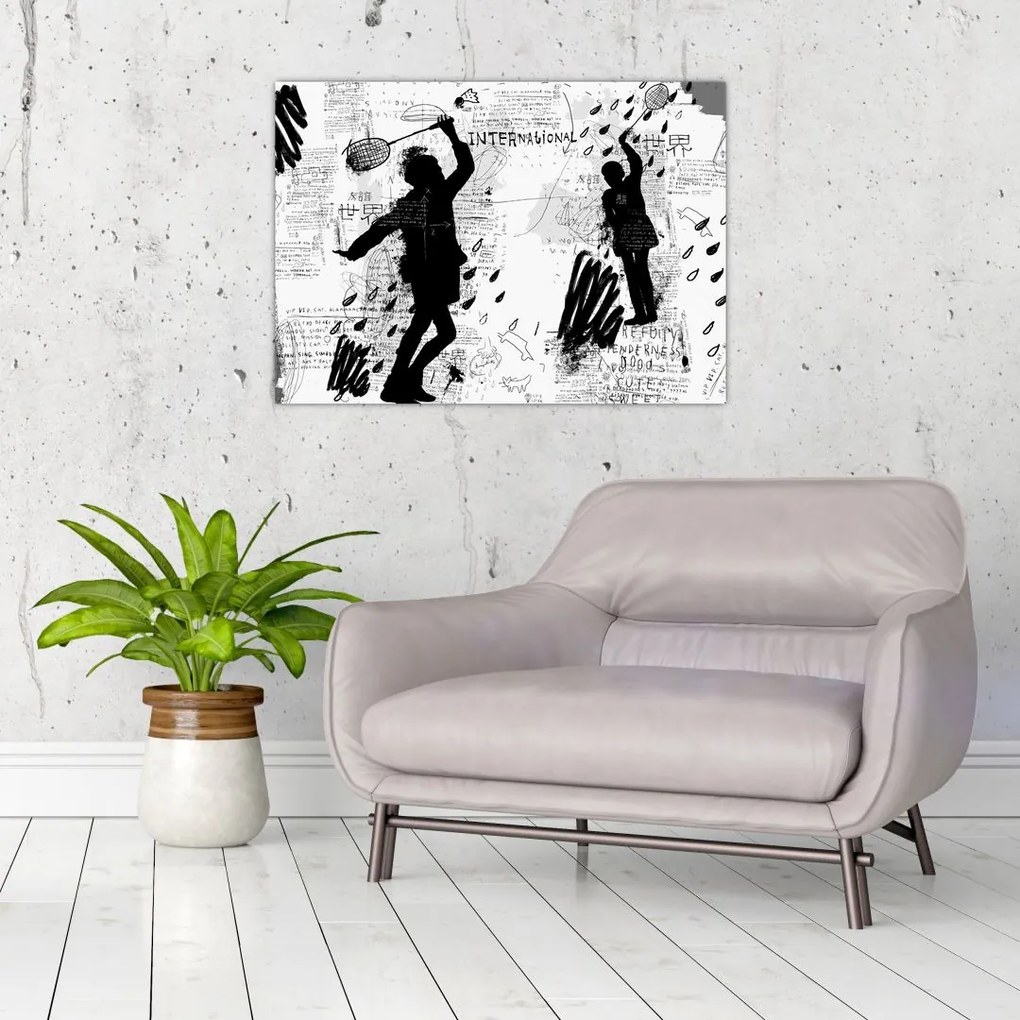 Tablou pe sticlă - Artă stradală - zarvă (70x50 cm)