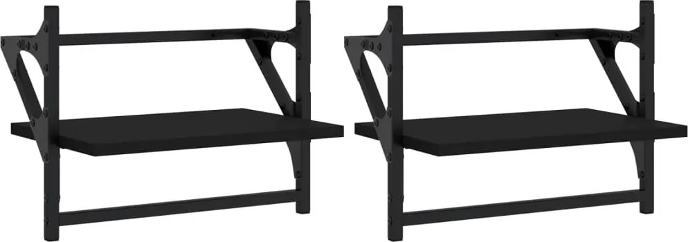 vidaXL Rafturi de perete cu bare, 2 buc, negru, 40x25x30 cm