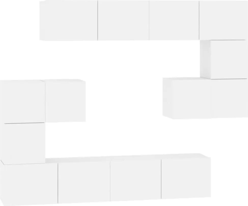 vidaXL Dulap TV montat pe perete, alb, lemn prelucrat