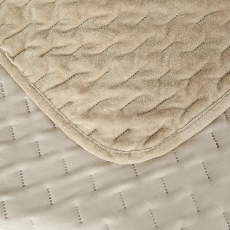Cuvertura de pat din catifea ASTRALIA, bej Dimensiune: 170 x 210 cm