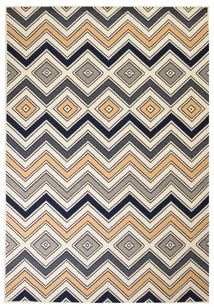 vidaXL Covor modern, design zigzag, 80 x 150 cm, maro/negru/albastru