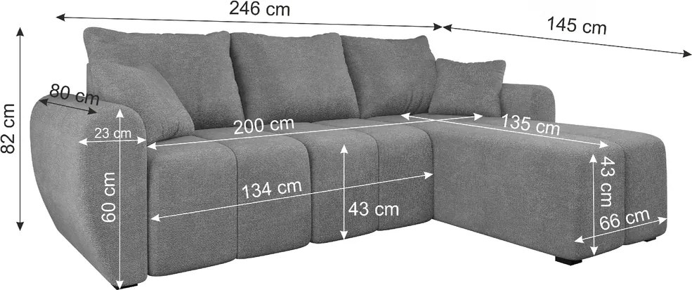 Coltar extensibil SEVIO, crem, colt reversibil, 246x145 cm + 2 perne GRATUIT
