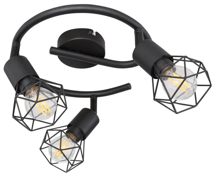 Plafoniera cu 3 spoturi design industrial XARA I negru 23cm
