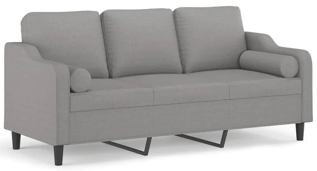 3153031 vidaXL Canapea cu 3 locuri cu perne&pernuțe gri deschis 180 cm textil
