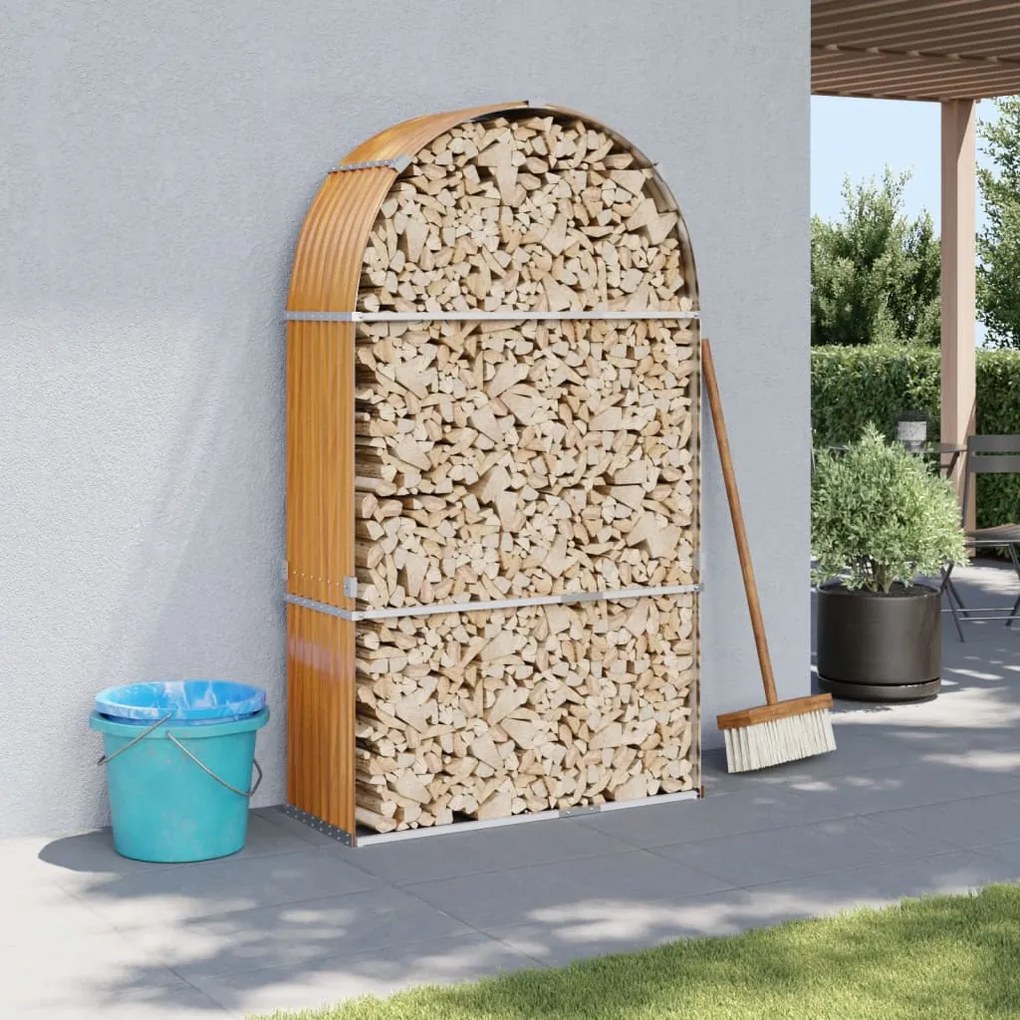 vidaXL Suport de bușteni, aspect de lemn, 120x45x210 cm, oțel galvanizat