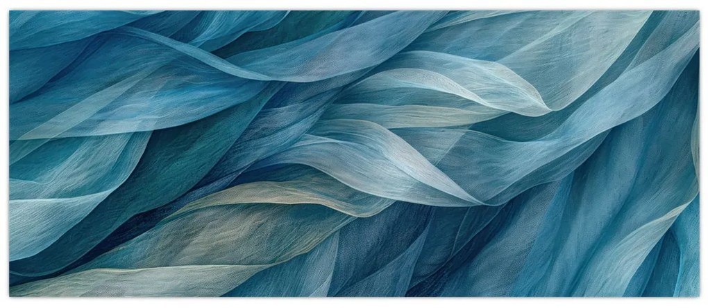 Tablou - Undele albastre și albe (120x50 cm)