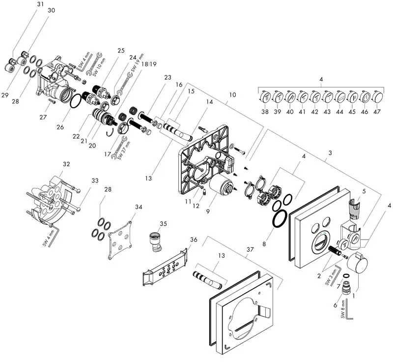 Baterie cu termostatat Hansgrohe, ShowerSelect, cu 2 functii, crom