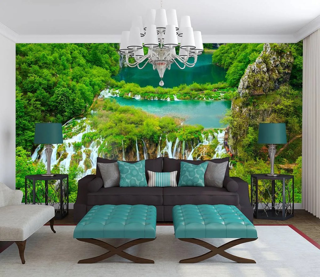 Fototapet - Cascada între plante (152,5x104 cm)