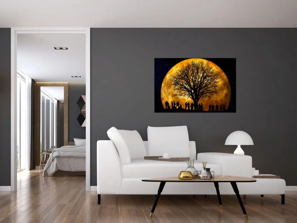 Tablou cu luna și siluete (90x60 cm)