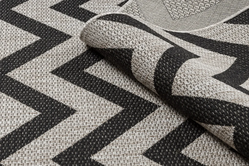 Covor sisal Floorlux 20340 argint si negru Zig Zag