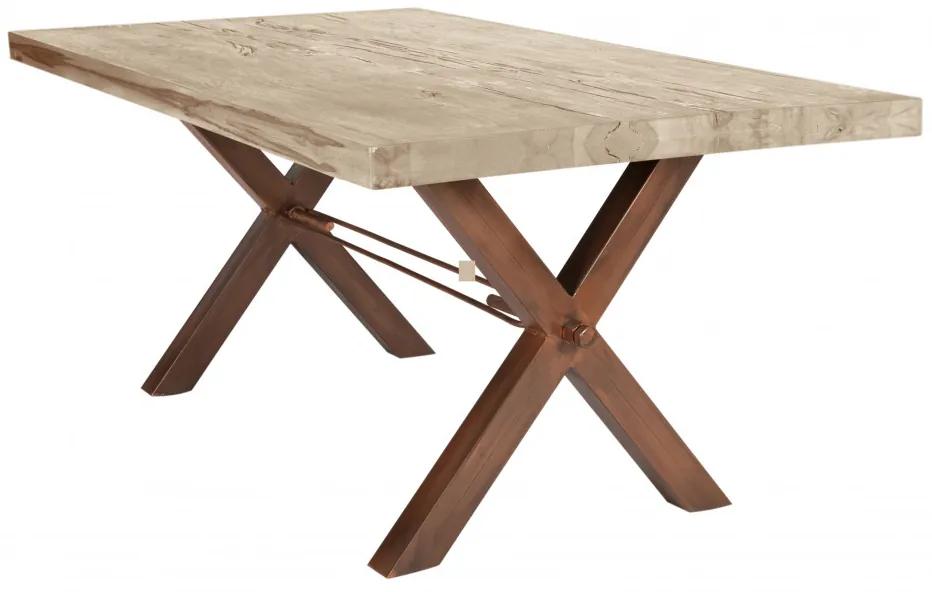 Masa dreptunghiulara din lemn de stejar Tables &amp; Benches 180x100x76 cm maro deschis/maro inchis