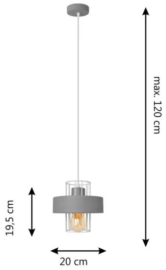 Lustră pe cablu VOLTA 1xE27/15W/230V gri