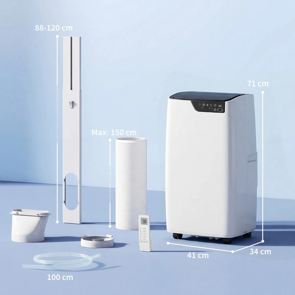 HOMCOM Aparat de aer condiționat portabil 12000 BTU, aparat cu funcții de răcire, dezumidificare, ventilator, mod somn, control vocal WiFi | Aosom Romania