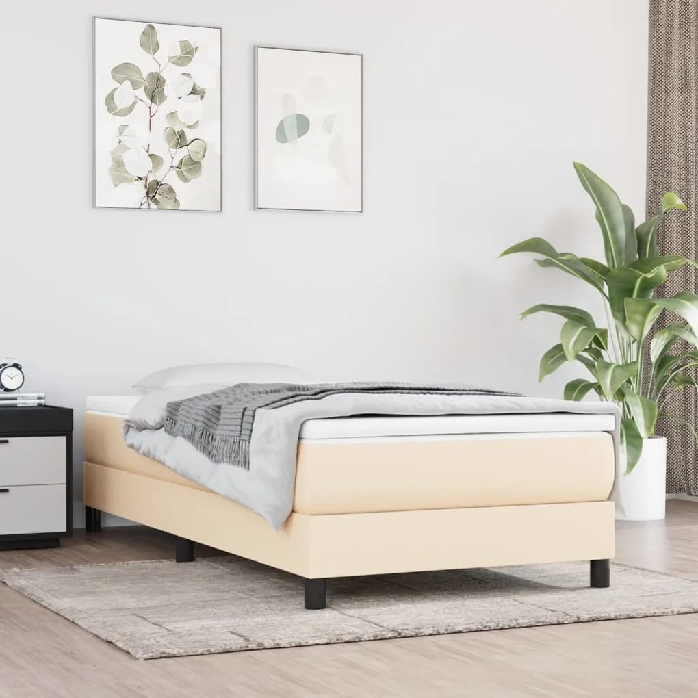 3120497 vidaXL Cadru de pat box spring, crem, 100x200 cm, textil