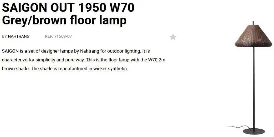 Lampa de podea iluminat exterior decorativ SAIGON 195/W70 gri/maro
