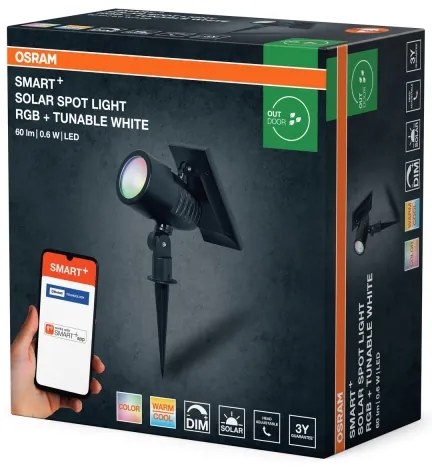 Osram - Lampă solară SMART+ SOLAR LED RGBW reglabilă, 0,6 W, 3,7 V, IP44