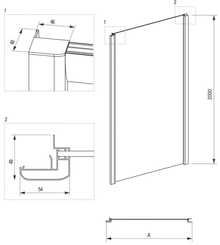 Cabina dus dreptunghiulara 140x90 cm, cu perete fix si usa culisanta, Deante Cynia