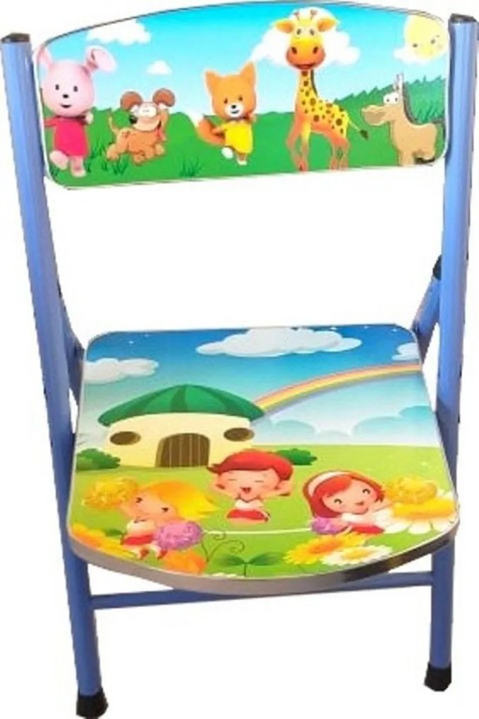Masuta pliabila pentru copii din MDF Novokids™ My first folding table, cu scaun pliabi, dimensiuni 60X40X56, 2 niveluri de inaltime, suprafata
