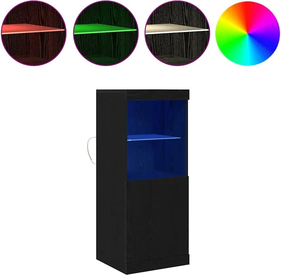 vidaXL Bufet LED Stejar Negru 41 x 37 x 100 cm Lemn compozit
