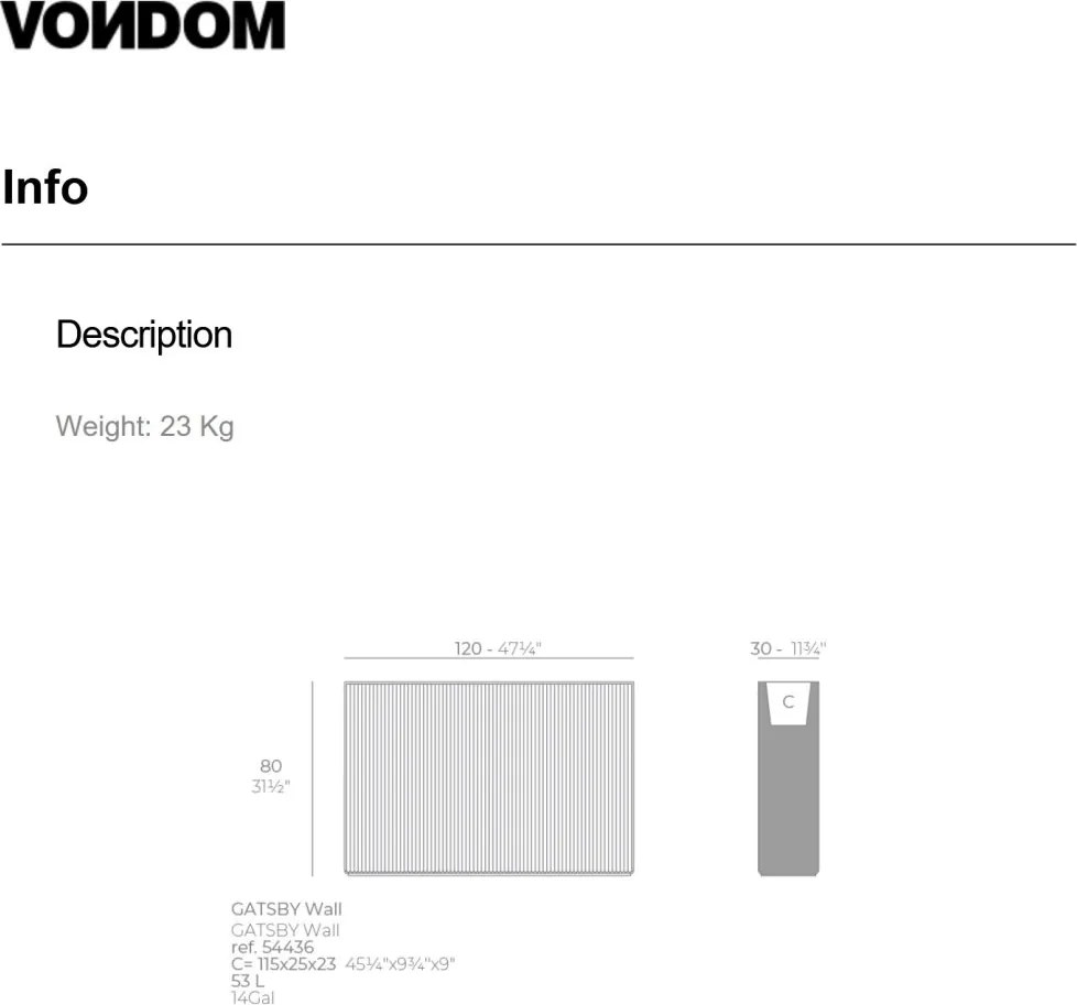 Jardiniera plante design decorativ modern exterior / interior GATSBY WALL 120x30x80cm