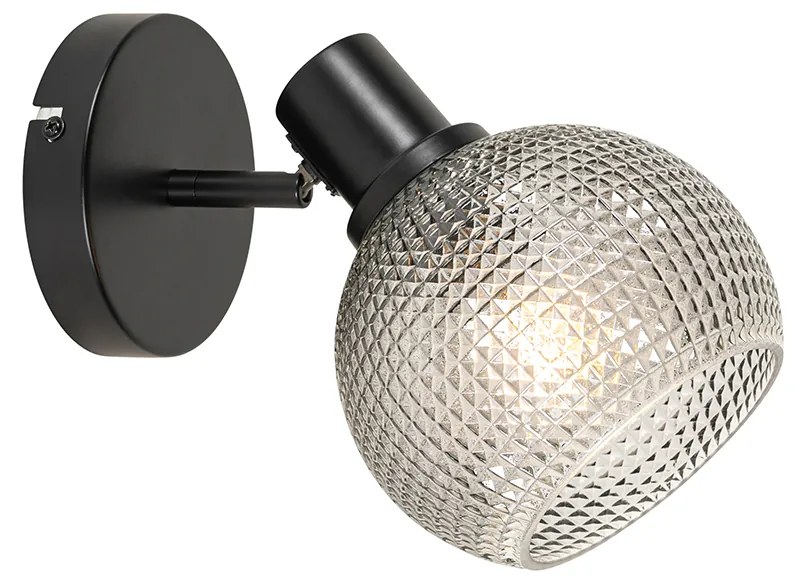 Spotlight de design negru cu sticlă fumurie - Chico