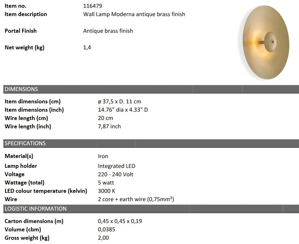 Aplica de perete design LUX cu lumina ambientala LED Moderna