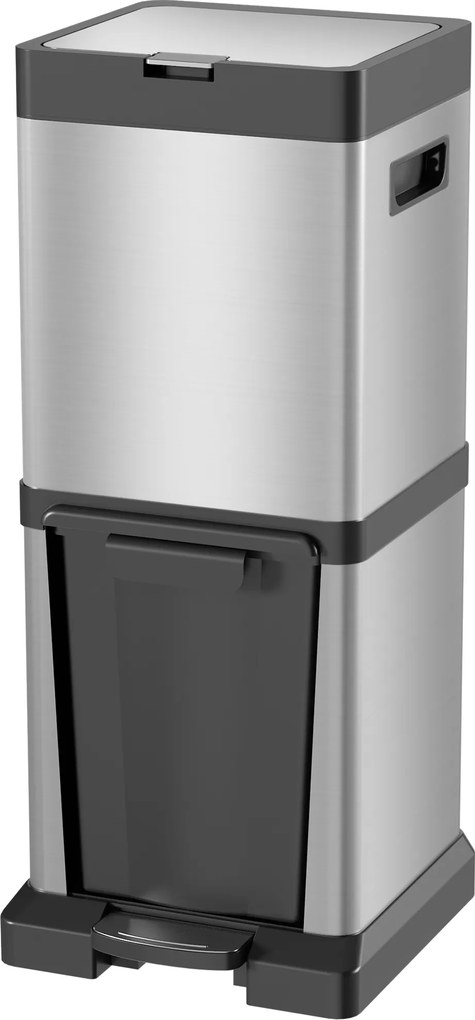 HOMCOM Coș de gunoi 20+14L cu pedală, capac, compartiment basculant, coșuri interioare detașabile, oțel inoxidabil 32,5 x 31,5 x 78 cm Argintiu | Aosom Romania