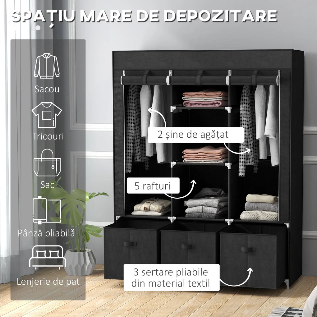 Homcom sifonier Pliabil Textil – Cu Rafturi & Sertare, Ideal pentru Spatii Mici | Aosom Romania