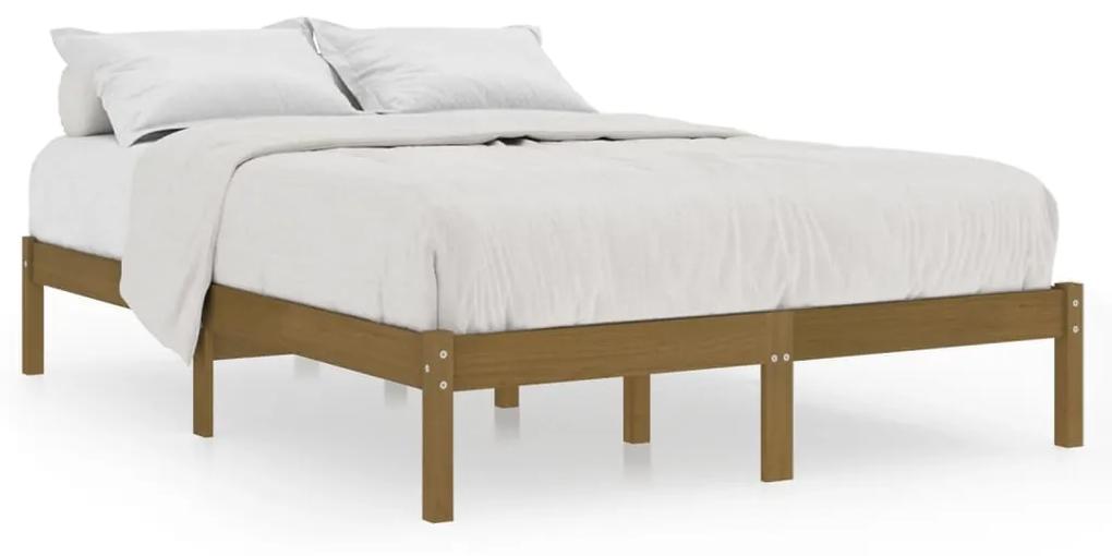 810020 vidaXL Cadru de pat, maro miere, 140x200 cm, lemn masiv de pin
