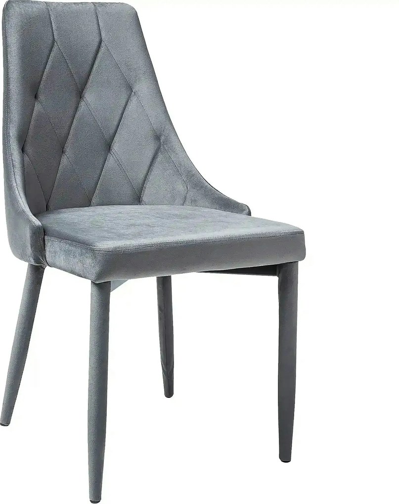 Scaun tapitat TRIX, gri, stofa catifelata/metal, 49x47x89 cm