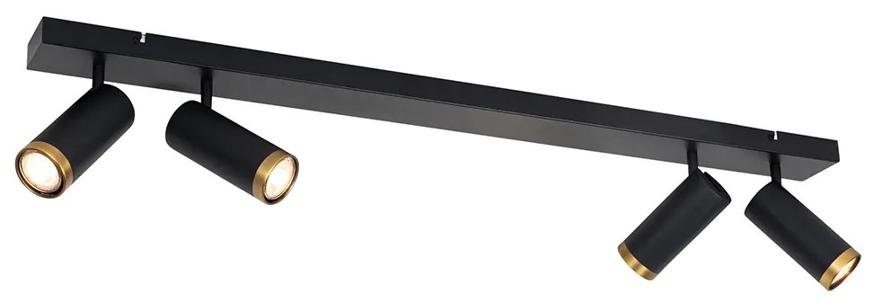 Plafoniera moderna cu spoturi negre cu bronz, 4 lumini reglabile - Renna