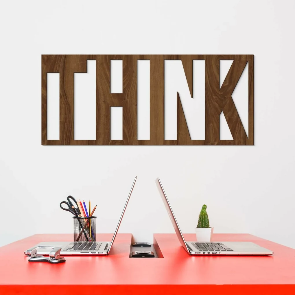 DUBLEZ | Inscripție din lemn pentru perete - THINK