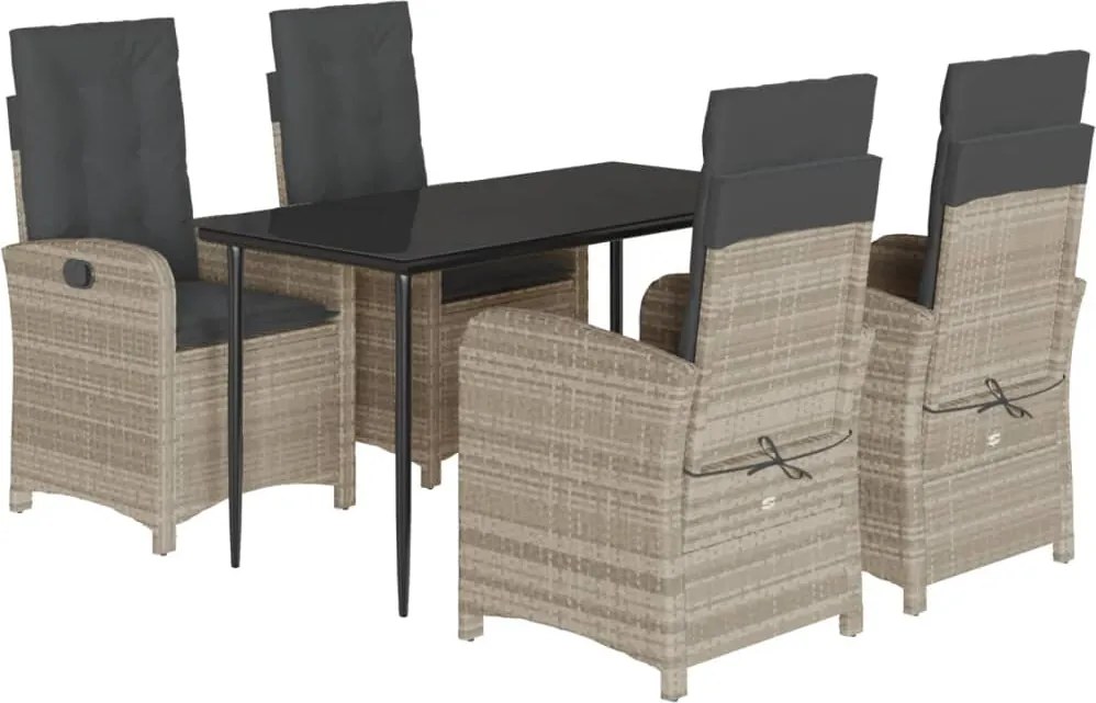 vidaXL Set mobilier de grădină cu perne, 5 piese gri deschis poliratan