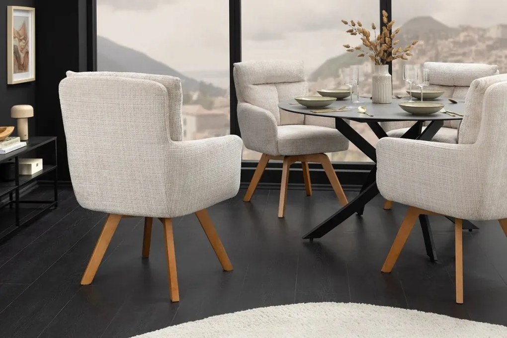 Set de 2 scaune pivotante picioare din lemn Big George sampanie