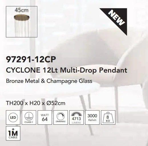 Lustra cu 12 pendule suspendata moderna Cyclone