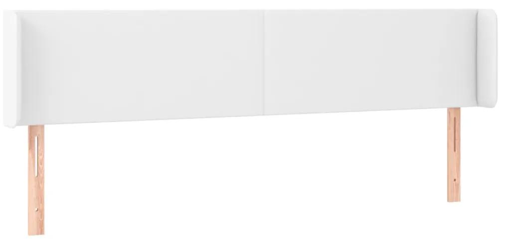Tablie de pat cu aripioare alb 163x16x78 88 cm piele ecologica 1, Alb, 163 x 16 x 78 88 cm