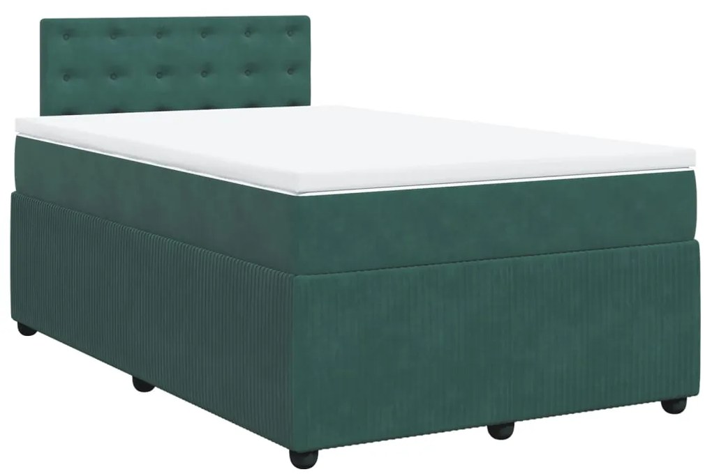 3287725 vidaXL Pat box spring cu saltea, verde închis, 120x200 cm, catifea