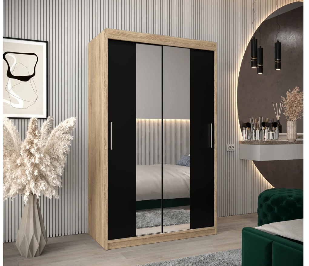 Dulap de haine 120 cm Toki 1 (stejar sonoma + negru mat). 1064899