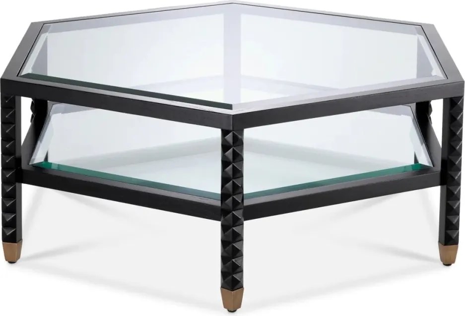 Masuta de Cafea Design LUX, Lemn, Negru, Sticla, Cornelius
