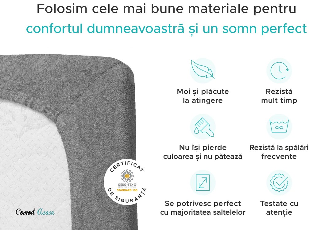 Cearsaf Frotir cu elastic EXCLUSIVE 90x200 cm mov inchis