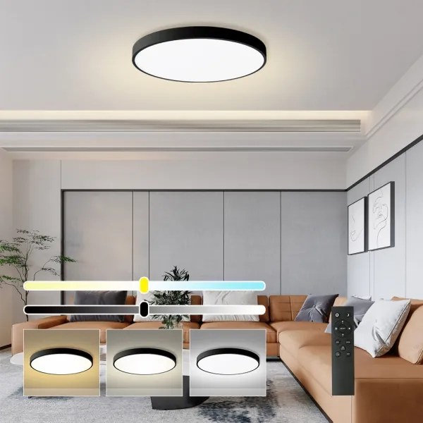 Brilagi - Lampă LED dimerizabilă POOL SMART, 100W, 230V, diam. 80 cm, Wi-Fi Tuya, neagră + telecomandă
