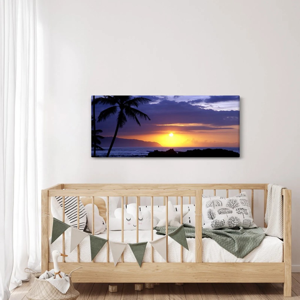 Tablou cu apus de soare deasupra mării (120x50 cm)