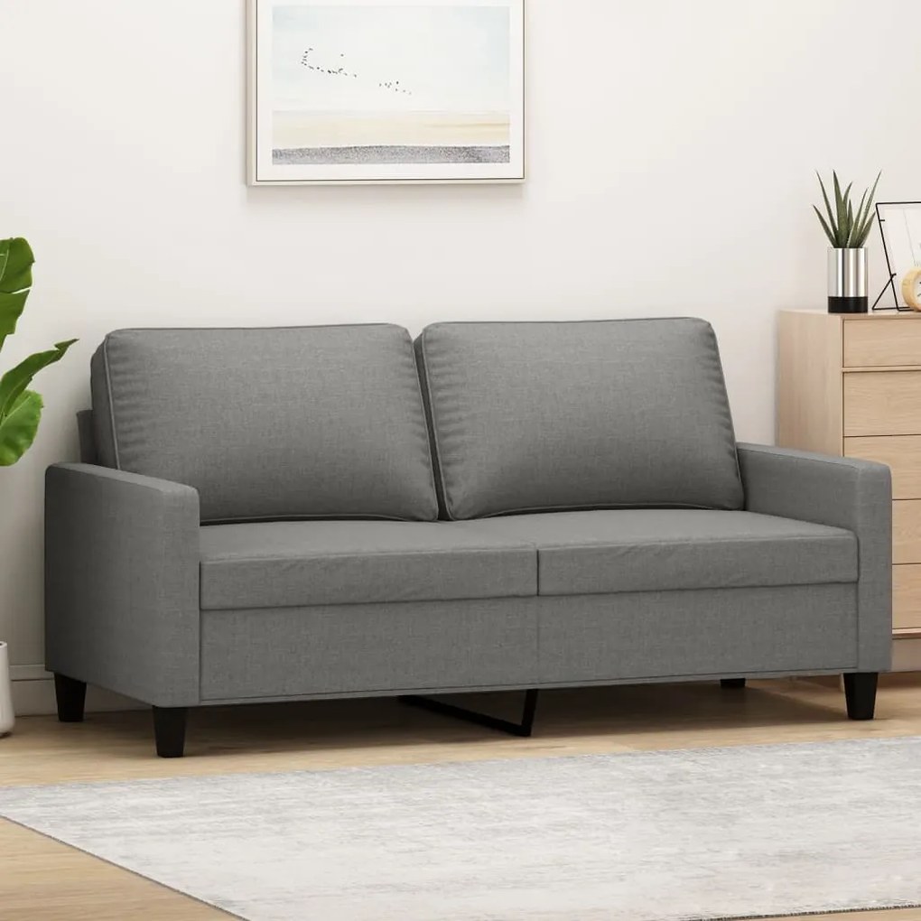 348702 vidaXL Canapea cu 2 locuri, gri închis, 140 cm, material textil