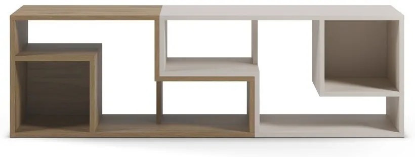 Comodă TV albă/în culoare naturală pe colț cu aspect de lemn de stejar 145x45x35 cm Glina – Marckeric