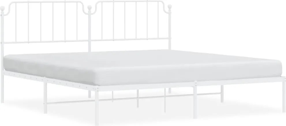 vidaXL Cadru de pat metalic cu tăblie, alb, 200x200 cm
